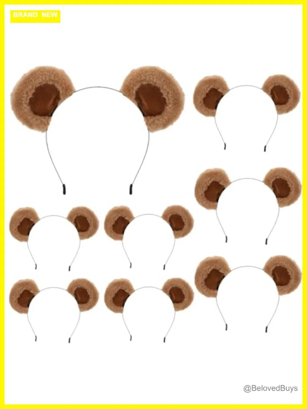 8 Pack Bear Ears Adult Headband with Animal Costume, Soft Washing Face Hairband